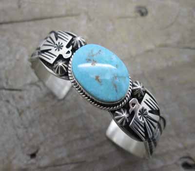 American Turquoise Andy Cadman Cuff Bracelet Thunderbird